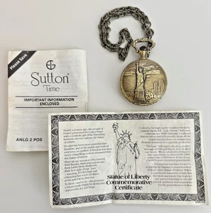 SUTTON - LTD ED COMMEMORATIVE 1886 1986 STATUE OF LIBERTY POCKET WATCH -PREOWNED - Picture 1 of 11