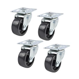 Lenkrollen Räder 30 mm - 4 Stück - schwarze Platte Befestigungsräder für leichte Möbel - Bild 1 von 2