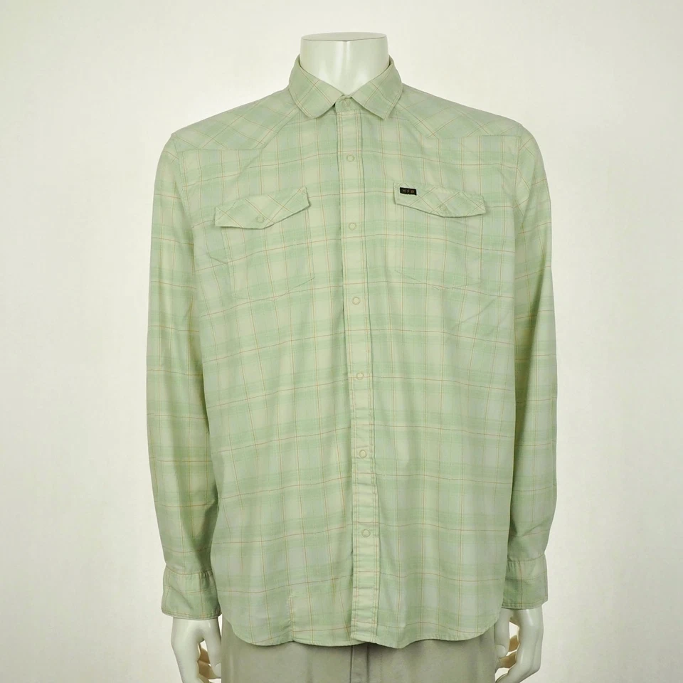 Howler Bros H Bar B Tech Snap Western Shirt Mens Large Beige Plaid Work Brothers - Image 1 of 4