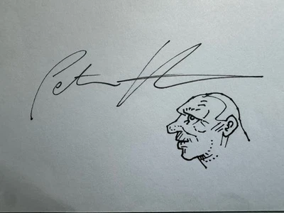 Peter Howson Original Firmado a Mano Autógrafo Dibujo en Tarjeta. Artista escocés Foto 1 de 3