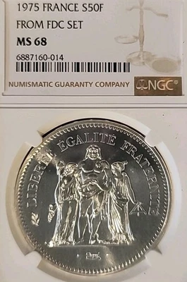 France 1975 50 Fr Superb Gem FDC Low Pop NGC 68 Top Grade Beauty LC - Image 1 of 4