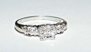 14 Karat Weißgold Diamant Ring - Größe 6 - Bild 1 von 5