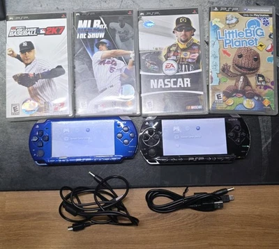 2 Sony PSP-1001 And 2001 Bundle w/ 4 Games & Chargers Tested Works - Image 1 of 4