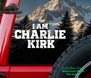 Adesivo decalcomania finestrino auto destra I Am Charlie Kirk Memorial MAGA Memorial USA - Foto 1 di 4