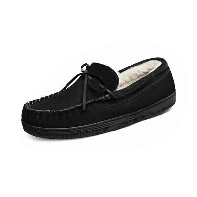 Men's Moccasin Slippers Winter Casual Loafers Indoor Outdoor Fleece Lining Shoes - Image 1 of 3