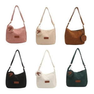 2024 Corduroy Crossbody Bag for Teen Girl Shoulder Bags Student School Book Bag - Picture 1 of 14