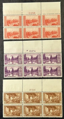 US Sc#741-747 National Parks PLATE#s Blocks of 6 Mint NH OG VF (BOOK) - Image 1 of 4