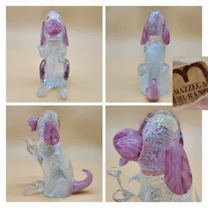 Vintage MAZZEGA Murano Venezianer Glas rosa silber sitzender Pudel Hund Figur - Bild 1 von 22