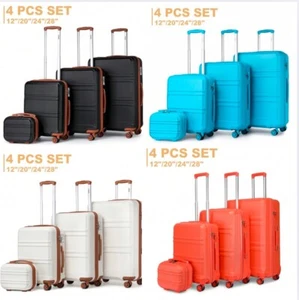 4PCS Hard Shell ABS Suitcase Set Travel 4 Wheels Cabin Luggage With TSA Lock - Picture 1 of 70