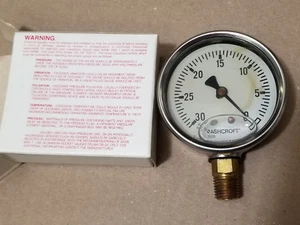 NEW Ashcroft 631008AL02LVAC 1008AL Glycerine Filled Stainless Steel-Case Gauge - Picture 1 of 6
