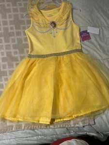 Girls Size L 10-12 Yellow Disney Princess Cosplay Dresses BELLE - Picture 1 of 4