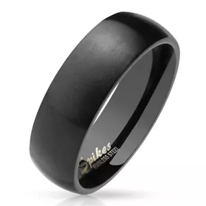 Matte Finish Dome Stainless Steel Band Ring w/ Polished Sides & Inside - Picture 1 of 8
