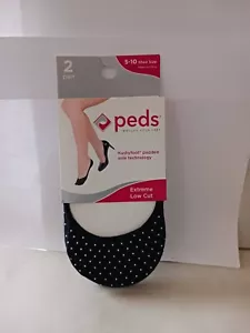 PEDS Low Cut WOMEN'S SIZE 5-10 PEDS 2 Pack Padded Sole Polka Dot - Picture 1 of 2