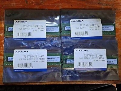 Axiom 32GB 4x 8GB 1Rx4 PC4-17000R DDR4 2133 MHz ECC REG RDIMM Server Memory RAM - Image 1 of 4