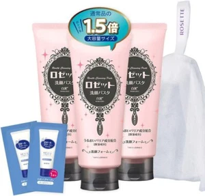 Rosette Face Wash Pasta White Mud 180g x 3 + Foaming Net + Sample Sensitive Skin - Picture 1 of 6