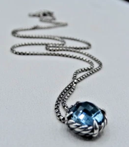 David Yurman Petite Chatelaine Necklace Sterling Silver Blue Topaz - Picture 1 of 8