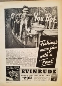 1941 Evinrude motor boat man fishing more fun with a four vintage ad - Picture 1 of 1
