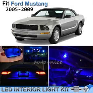 For 2005-2009 Ford Mustang Brilliant Blue LED Interior Lights Kit 7 Pieces - Picture 1 of 8