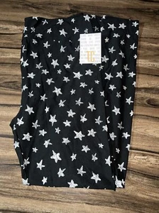 Lularoe TC Tall Curvy Leggings Black White Stars Stripes Rare 🦄 12/18 New HTF - Picture 1 of 8