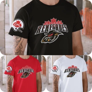 Defunct 2002  Retro Style CFL Ottawa Renegades Print T - Shirt S - 3XL NEW NWOT - Picture 1 of 4