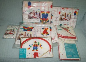Vtg JC Penny ToddleTime Fun Time Clown 7 Pc Quilt Towel Diaper Stacker Sheet+NEW - Picture 1 of 18
