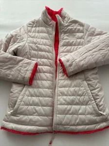 Euc The North Face Size L 14/16 Pink White Fur Zip Up Jacket Super Warm - Picture 1 of 15