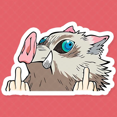 STICKERMANIAC 2 PACK Middle Finger Sticker | Humorous Peeker Inosuke Decal | Waterproof Vinyl