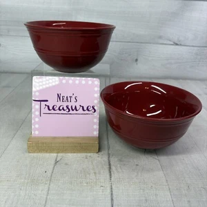 Mainstays RAINFOREST RED SEDONA Embossed Stoneware Soup Cereal Bowls Set of 2 - Picture 1 of 16