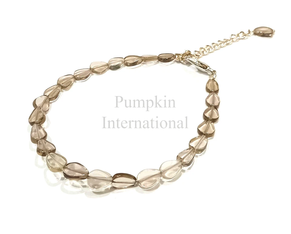 Pulsera para mujer de cuarzo ahumado natural con cuentas plateadas Foto 1 de 3