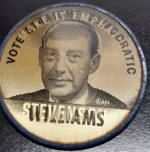 Make It Emphatic Vote Straight Democratic Stevenson Williams Campaign Button - Bild 1 von 9