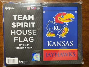 WOW! Kansas Jayhawks House Flag 28" x 40" by IPG Team Sports FAST FREE SHIP! - Picture 1 of 2