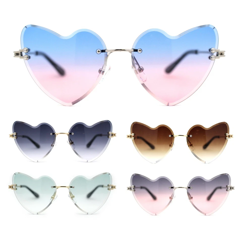 Gafas de sol góticas de lujo sin montura con lentes biseladas ojo de gato corazón para mujer Foto 1 de 1