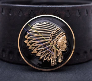10PCS GOLD BALCK SOUTHEAST INDIAN HEAD LEATHERCRAFT SADDLE BRIDLE CONCHO 1-3/8" - Picture 1 of 9
