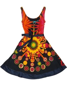 DESIGUAL Womens Graphic A-Line Dress UK 4 XS Multicoloured Floral CX09 - Picture 1 of 3