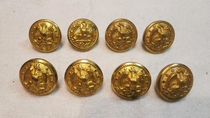 Vintage Eagle American Military Navy Brass Button Lot Of 8 - Picture 1 of 3