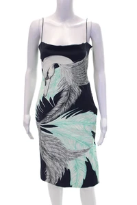 Wes Gordon Womens Leaf Pint Spaghetti Strap Dress Navy Blue White Size 4 - Picture 1 of 7