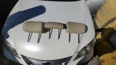 Conjunto de 3 encostos de cabeça traseiros de couro bege compatível com 2007-2012 LEXUS ES350 - Imagem 1 de 4