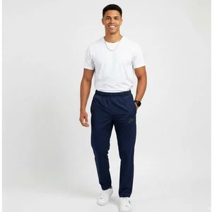 Nike Sportswear Track Pants L Men Navy Nylon Lined Elastic Waist Athletic Warm - Picture 1 of 11