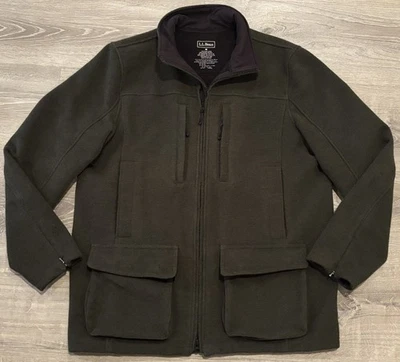 Chaqueta LL Bean Para Hombres Mediana Verde Mezcla de Lana Polar Cremallera Completa Abrigo de Campo Bolsillos Foto 1 de 4