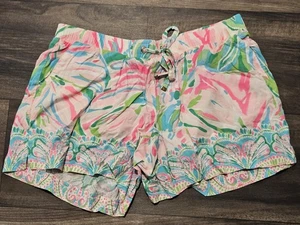 Lilly Pulitzer Katia Shorts Croc My World Pull On Rayon Kordelzug Gr. M - Bild 1 von 6