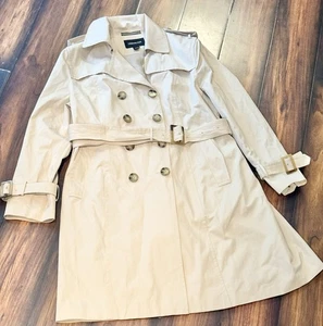 London Fog trench donna doppiopetto media lunghezza XL marrone kaki con cintura - Foto 1 di 16