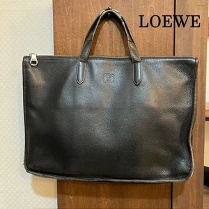 LOEWE Leather Briefcase Business Bag Logo Embossed - Picture 1 of 16