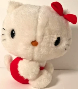Vintage 1976 Sanrio Sitting Hello Kitty 8" Plüschtier mit roter Schleife und Outfit - Bild 1 von 5