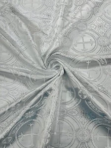 Square Metallic Cross Brocade Jacquard Satin Table Overlay/Religious. - Picture 1 of 19