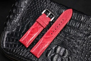 Red ostrich leg Leather Handmade Watch Strap Band - Picture 1 of 4