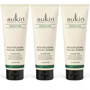 3x Sukin Signature Revitalising Facial Scrub 125mL All Skin Types Pareben Free - Picture 1 of 4