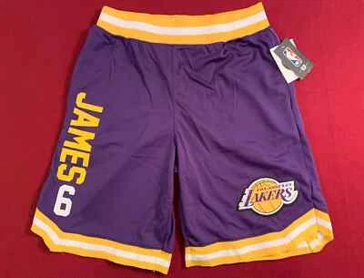 Pantalones Cortos de Baloncesto NBA Los Angeles Lakers Lebron James #6 Púrpura Talla Mediana NUEVO Foto 1 de 4