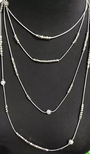 Silvertone Double Stranded Long Necklace - Picture 1 of 2