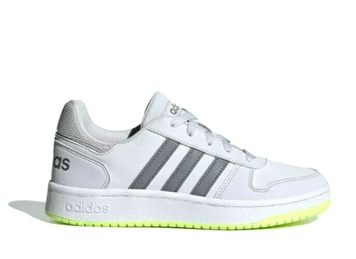 Nuove scarpe da ginnastica unisex ragazza ragazzo Adidas Hoops 2.0 grigie taglia UK 13 bambini