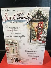 SON AND FAMILY CHRISTMAS CARD NICE VERSE  QUALITY 9"×6" XMAS